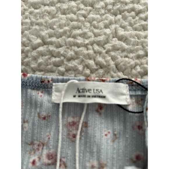 ACTIVE USA Women's Rib Knit Bustier Cami Tank Blue Ditsy Floral Body-con Dress M - Picture 5 of 9